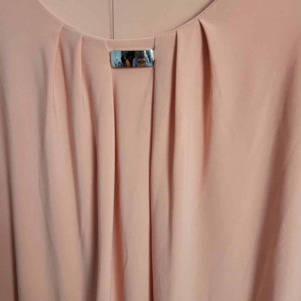 Notations Blouse NEW Peach XL NWT Dressy Feminine Workwear Pleat Metal clip BOHO - Picture 4 of 11
